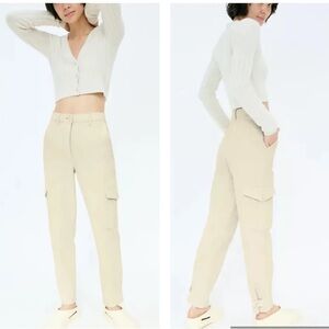 Aritzia Wilfred Modern Cargo Pant Vegan Leather Sand White size 00